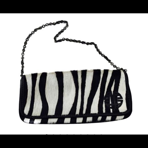 Antonio Melani Zebra printed Calf hair /Leather Shoulder bag - Picture 1 of 9